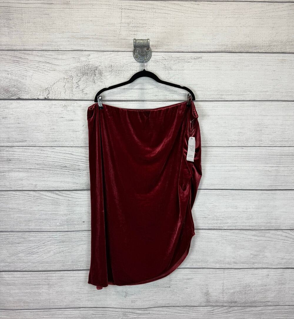 Time & Tru Plus Size Pink Mauve Velvet Asymmetrical Hem Skirt Size XXXL